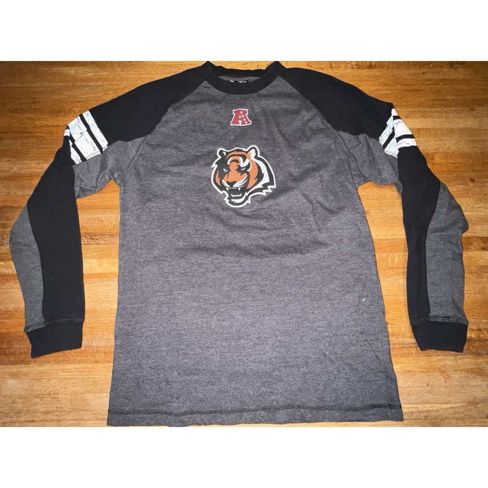 Cincinatti Bengals Mens Large Gray Black Long Sleeve Football‎ NFL Apparel Team